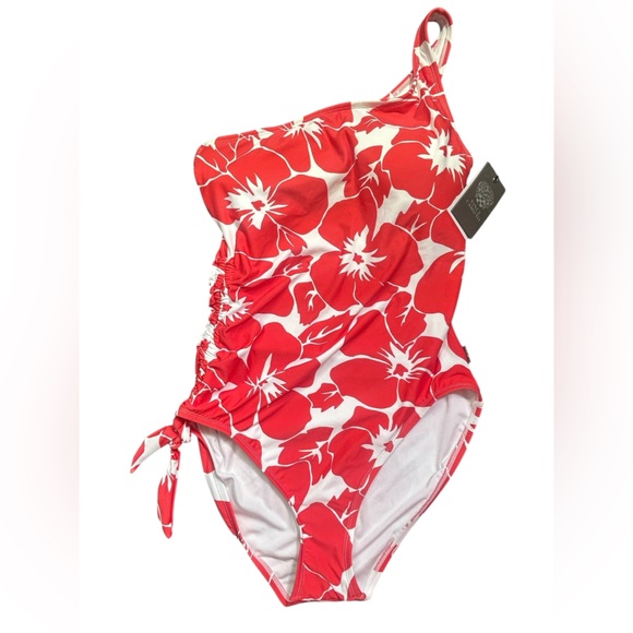 Vince Camuto Other - VINCE CAMUTO hibiscus flower one shoulder one piece swimsuit size 10 NWT